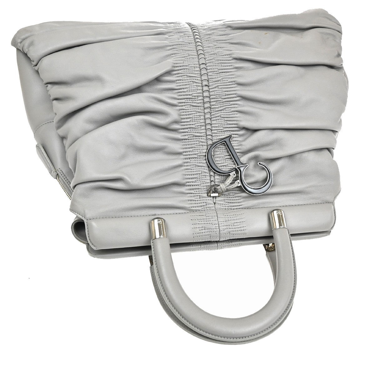 CHRISTIAN DIOR CD LOGO Karenina Hand Bag Leather Gray Italy 72KC914