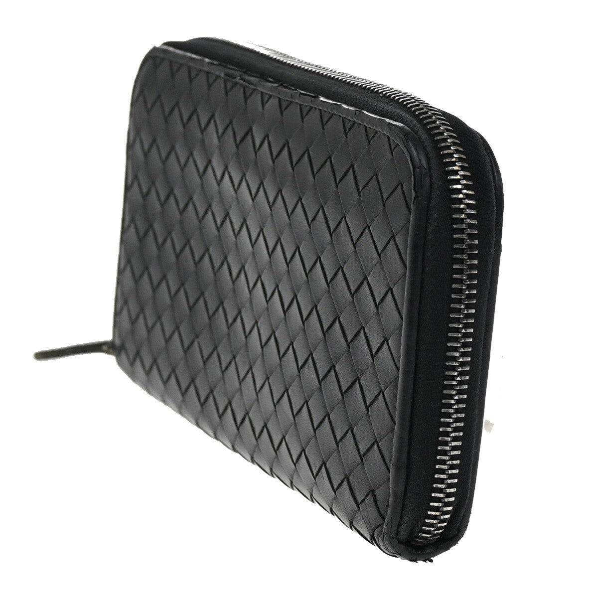 BOTTEGA VENETA Intrecciato Long Zipper Around Wallet Leather Black 67EE240