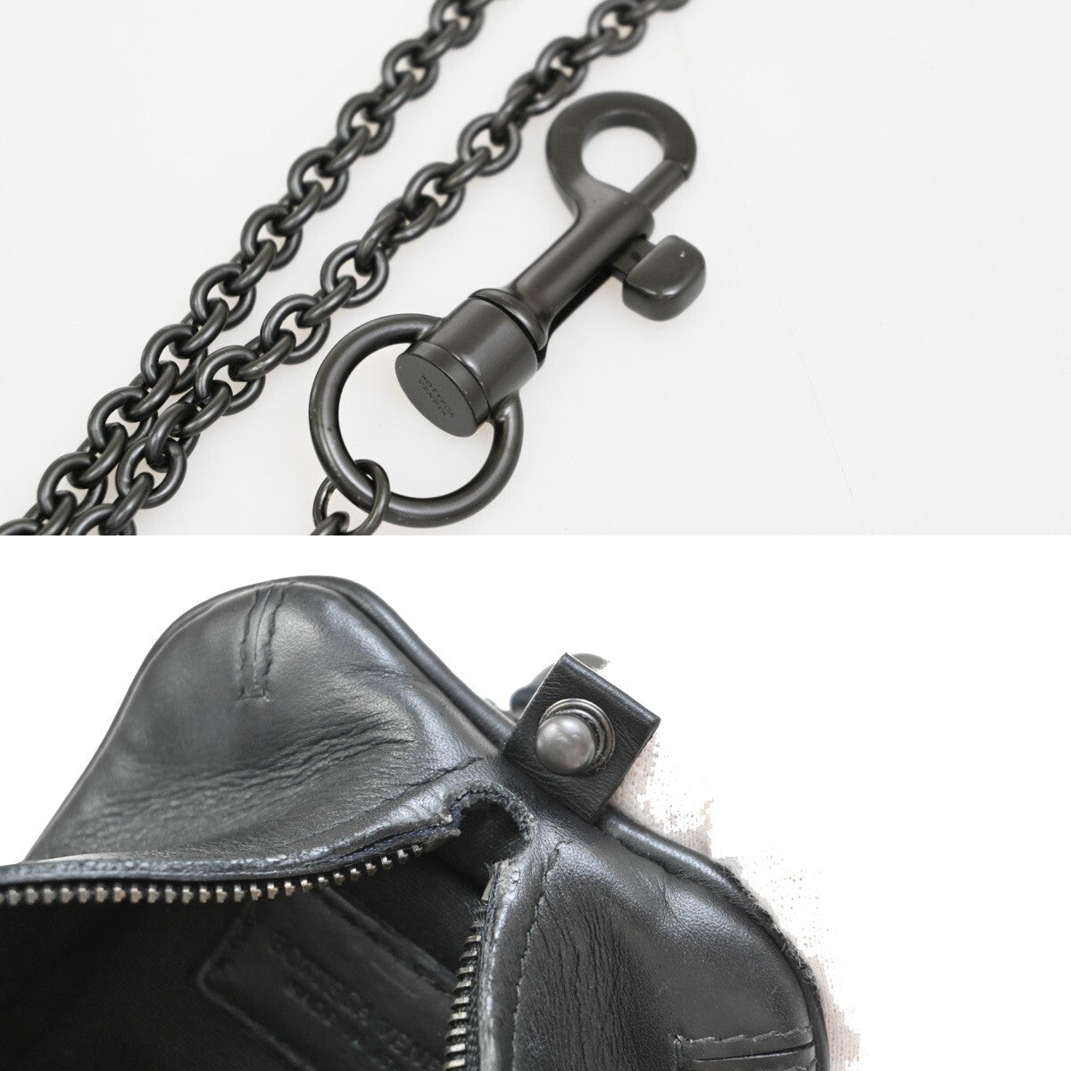 BOTTEGA VENETA Intrecciato Chain Coin Case Wallet Leather Black Italy 65EE897