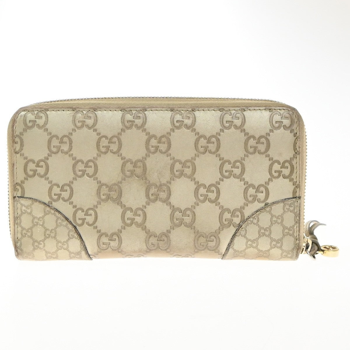 GUCCI Logo Guccissima GG Pattern Long Zipper Wallet Leather Beige GHW 09KP533