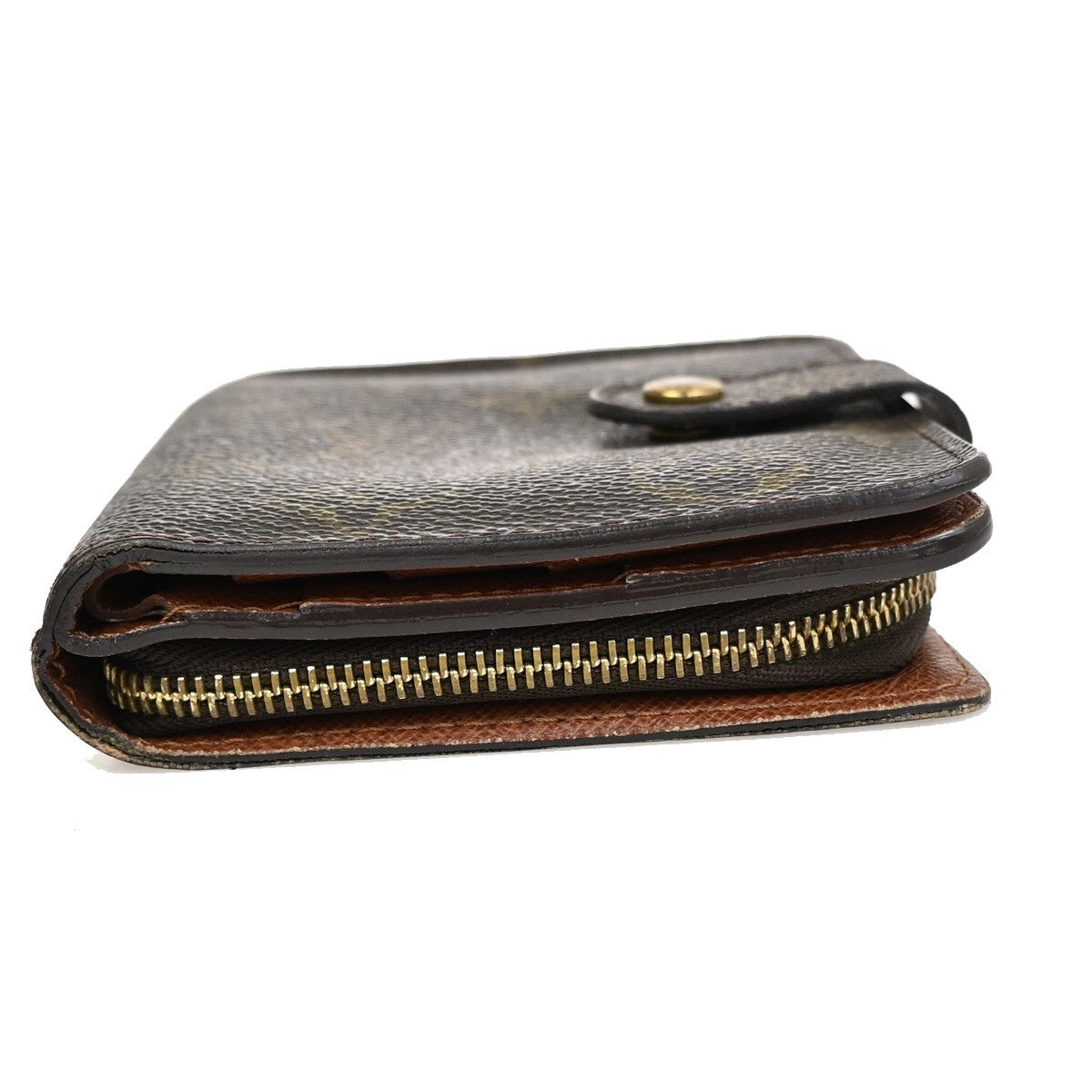 LOUIS VUITTON Compact Zip Bifold Wallet Monogram Leather Brown M61667 09FB576