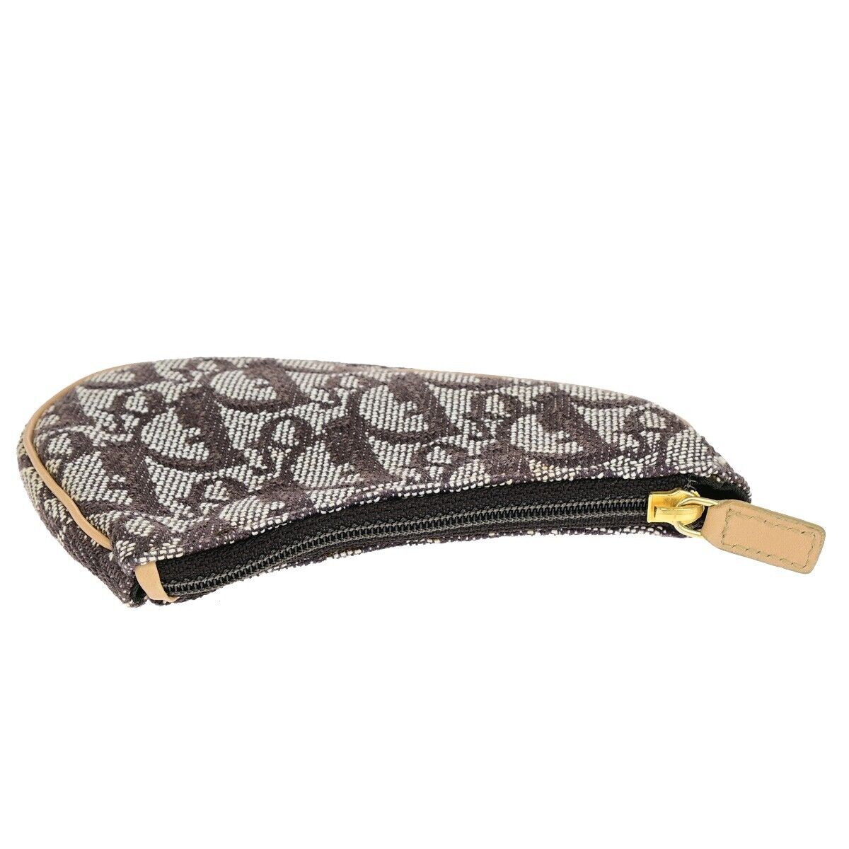 CHRISTIAN DIOR Trotter Saddle Coin Case Wallet Canvas Leather Brown GHW 36HB973