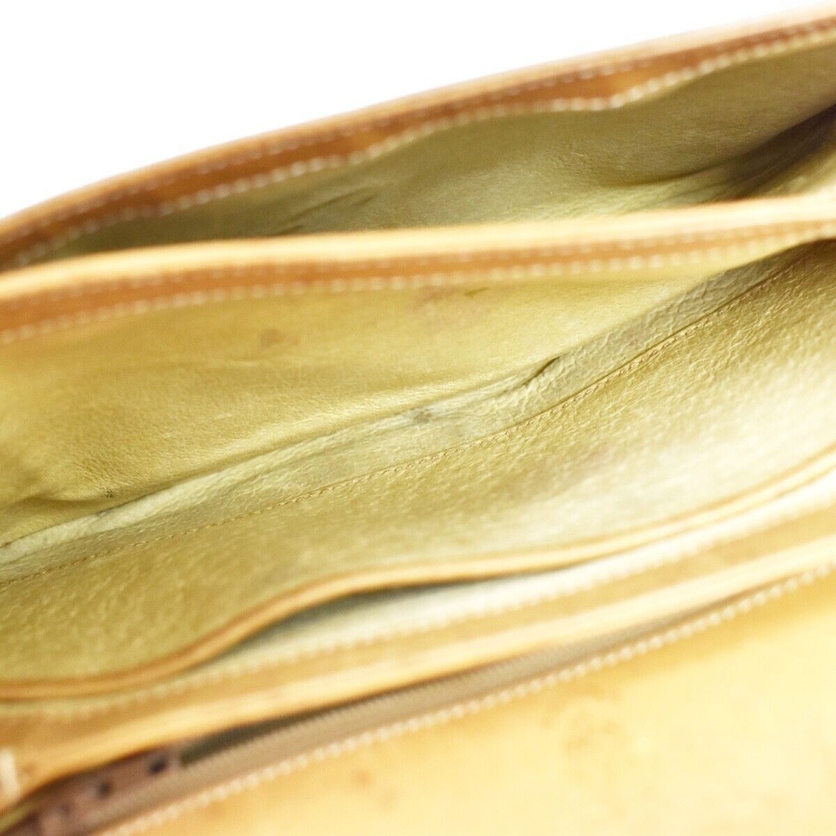 GUCCI Logo GG Pattern Shoulder Bag Leather Brown Gold Made In Italy 68YC146