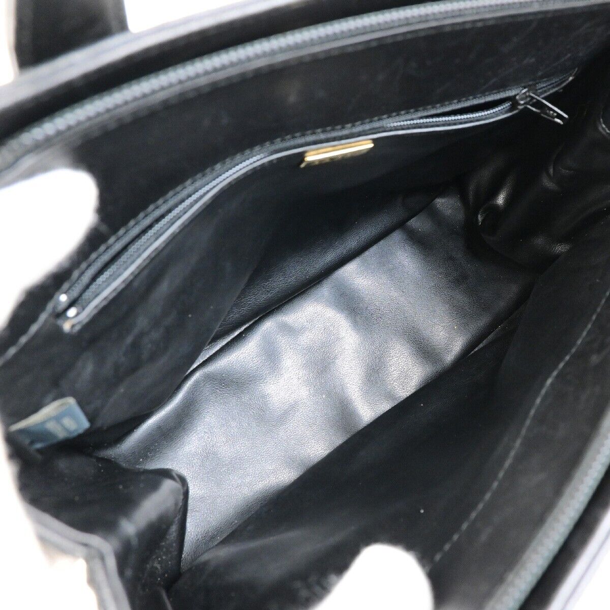 BALLY B Logo Fringe Tassel Shoulder Hand Bag Leather Black Gold-Plated 02FB399