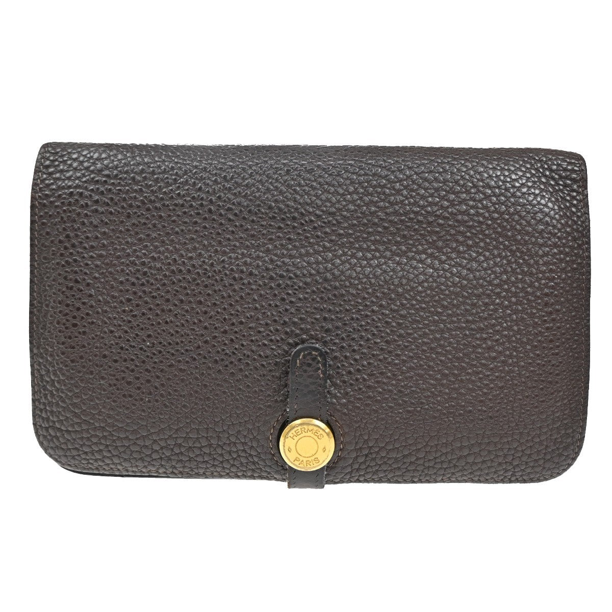 HERMES Logos Dogon GM Long Bifold Wallet Togo Leather Brown GHW 86YH814