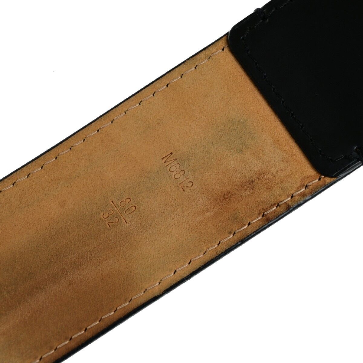 LOUIS VUITTON Logo Ceinture Jeans Belt Leather Black Silver Spain M6812 64ED273
