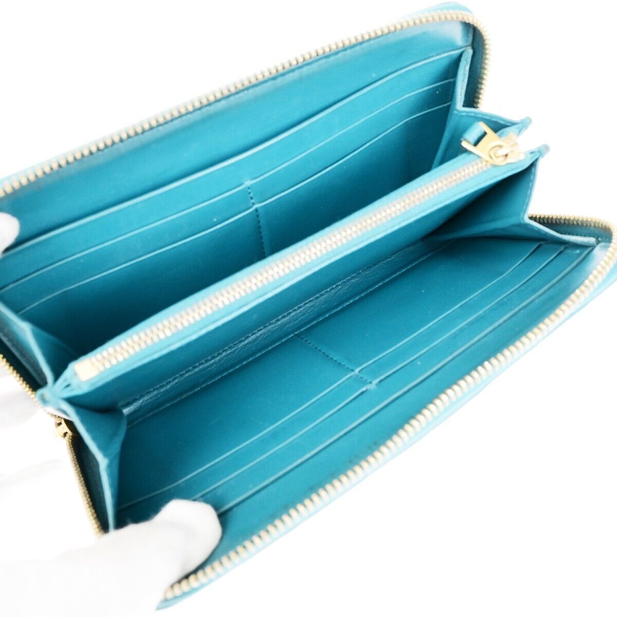 BOTTEGA VENETA Intrecciato Zipper Around Long Wallet Leather Green GHW 63EC896