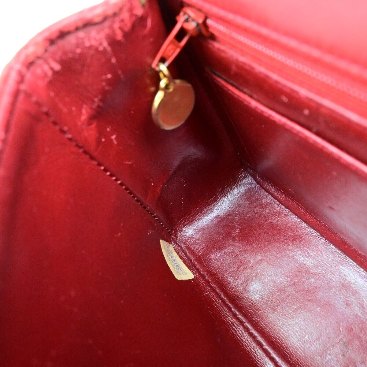 CHANEL CC Logo Mini Matelasse Chain Shoulder Bag Leather Red Vintage 673RF237