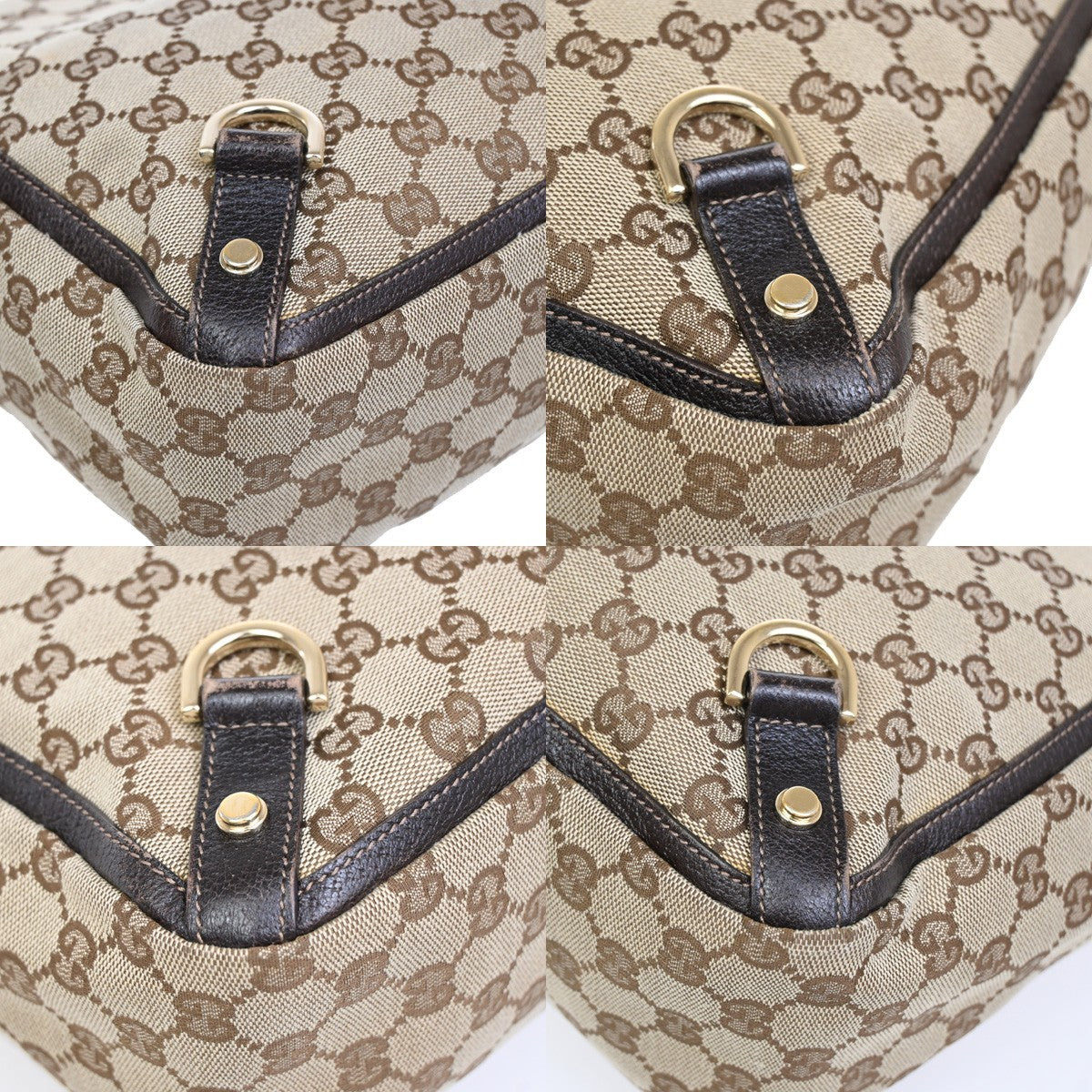 GUCCI GG Pattern Abbey D-Ring Hand Bag Canvas Leather Brown GHW Italy 31KC675
