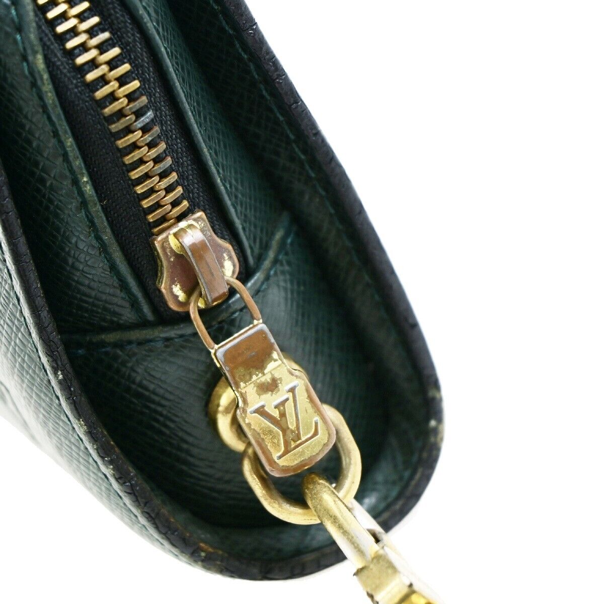 LOUIS VUITTON LV Logo BAIKAL Clutch Hand Bag Taiga Leather Epicea M30184 05EC929