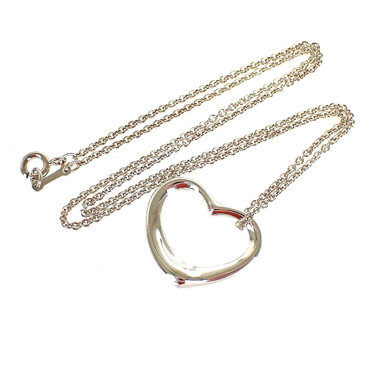 TIFFANY & CO. Open Heart 22mm Necklace Silver 925 Elsa Peretti Accessory 01MZ861