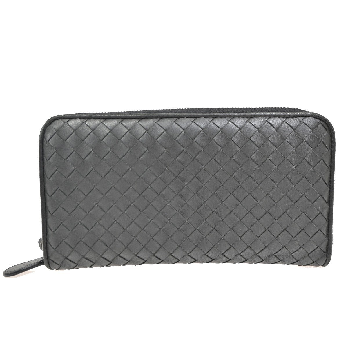 BOTTEGA VENETA Intrecciato Long Zipper Around Wallet Leather Black 67KB774