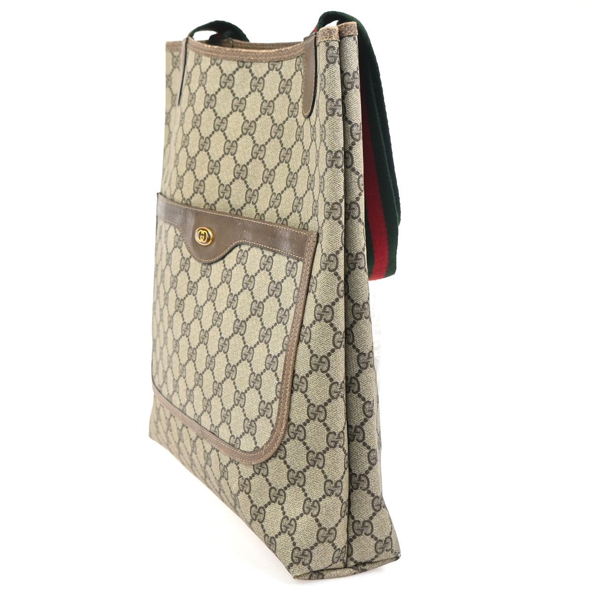 GUCCI Logo Sherry GG Pattern Shoulder Bag PVC Leather Brown Italy 63ZA361