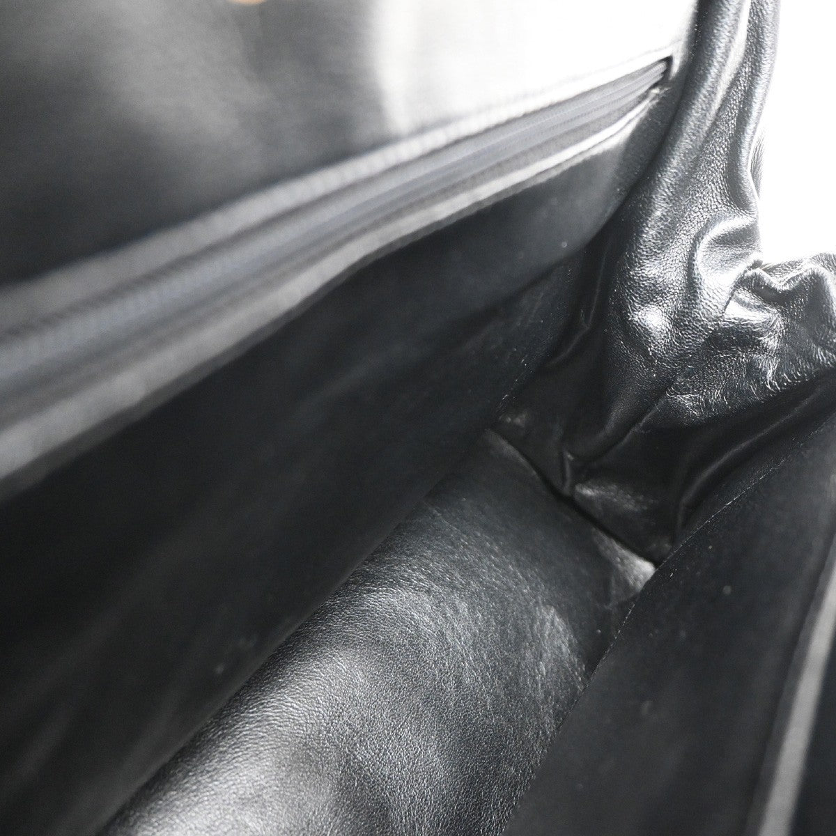 CHANEL Matelasse Hand Bag Grained Calfskin Leather Black Vintage 678RP050