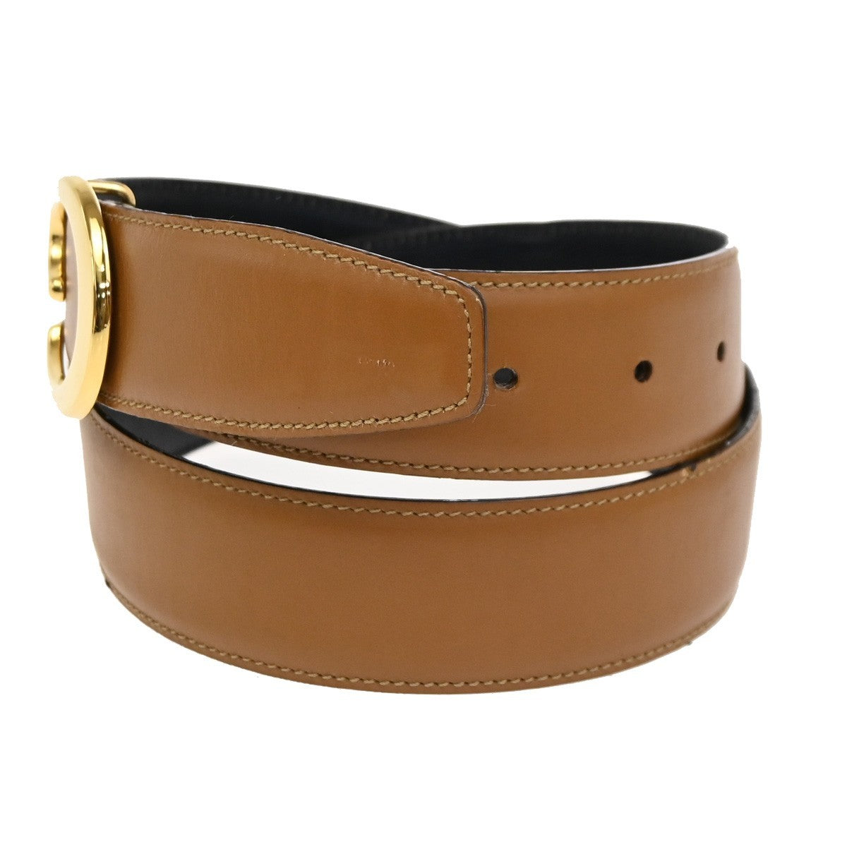 GUCCI G Logo Belt 70/28 Leather Brown Blue GHW Italy 66KC646