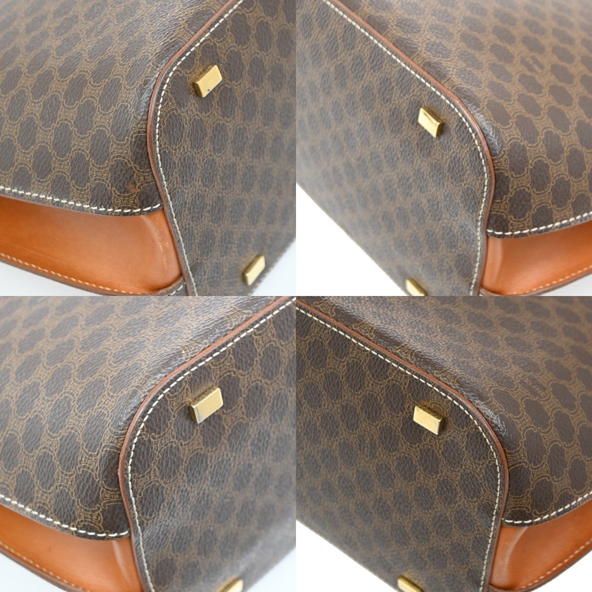 CELINE Logo Macadam Pattern 2Way Hand Bag PVC Leather Brown GHW Italy 64KC026