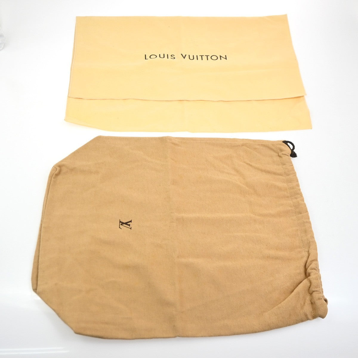 LOUIS VUITTON Logo 10 Set Dust Bag Drawstring Canvas Cotton Beige Brown 09KC725