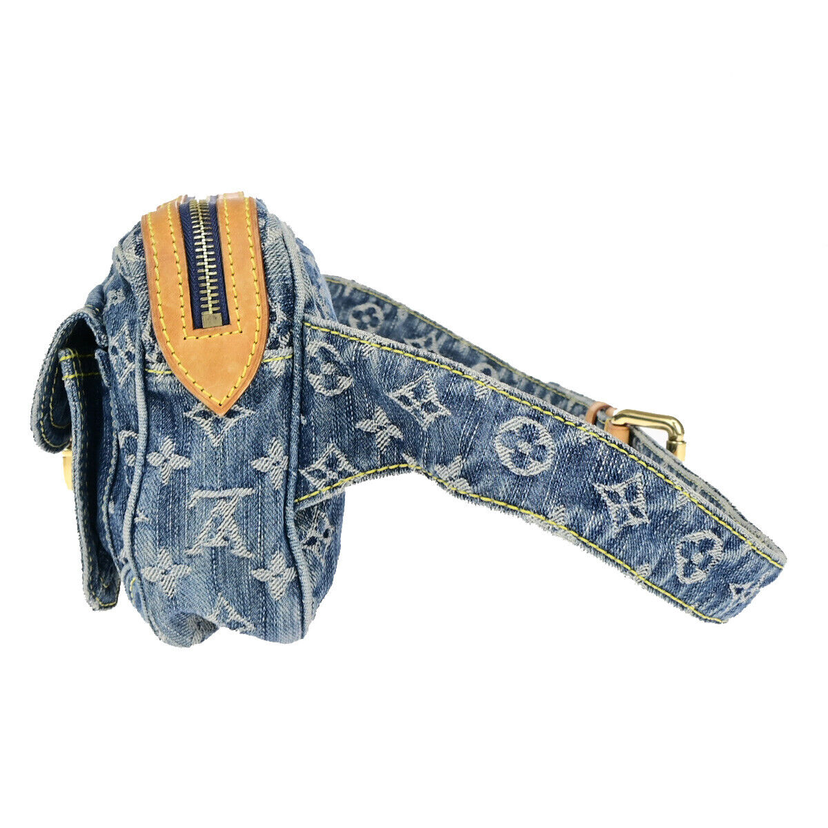 LOUIS VUITTON Waist Bum Bag Monogram Denim Leather Blue GHW M95347 388RK734