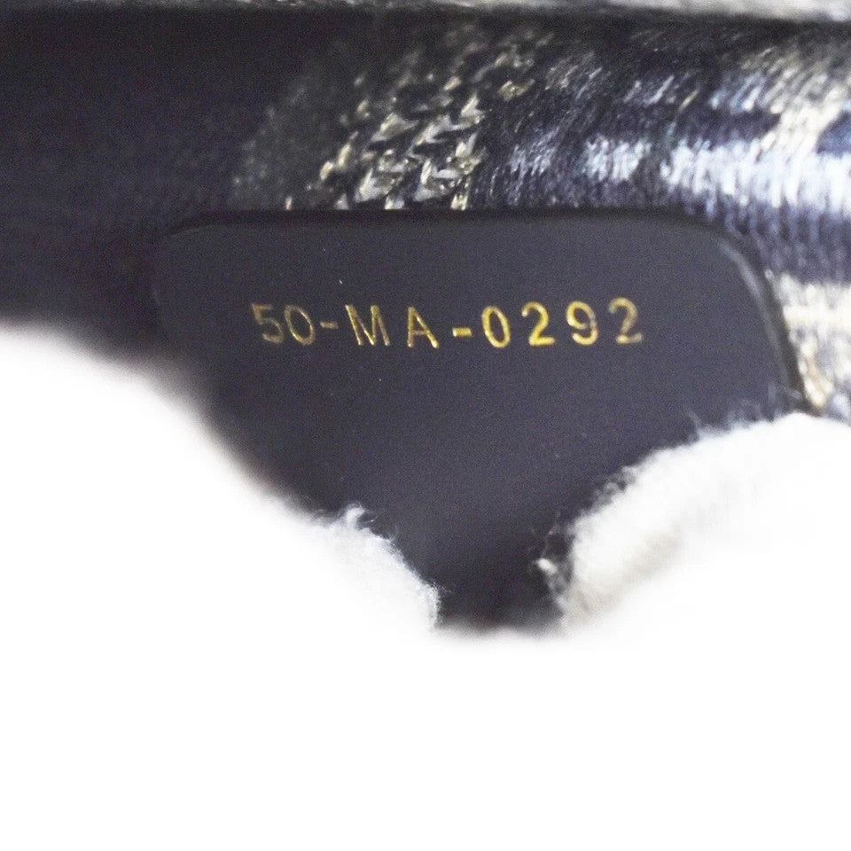 47.Live CHRISTIAN DIOR Logo OBLIQUE Mini Hand Bag Canvas Navy Blue 373LC335