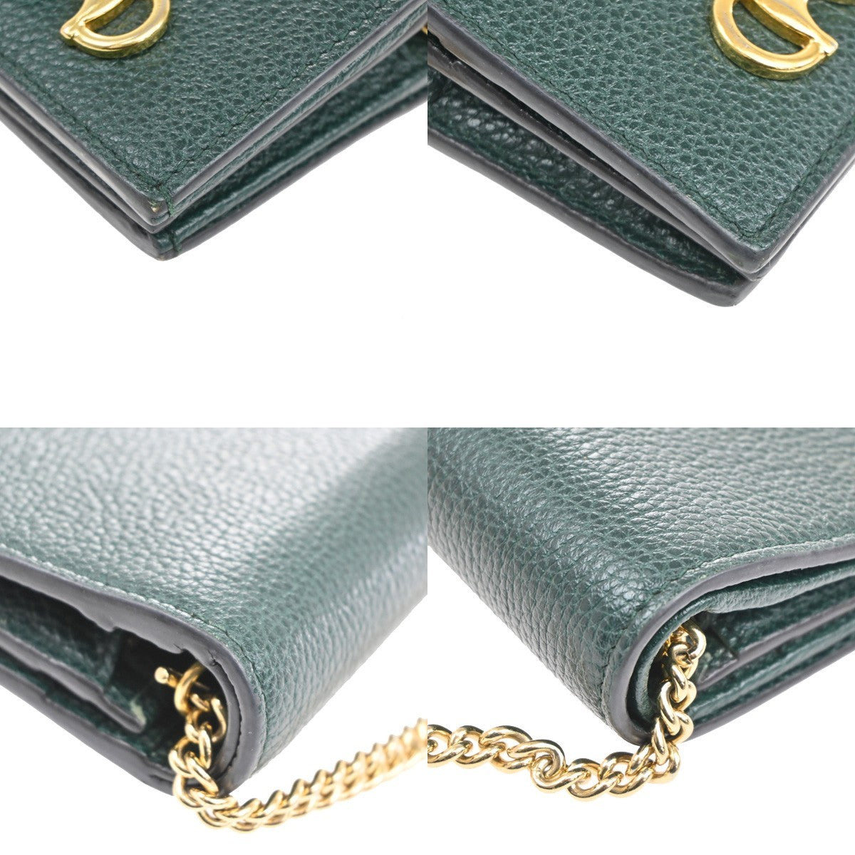 GUCCI G Horsebit Bifold Wallet Leather Green GHW Italy 34RL598