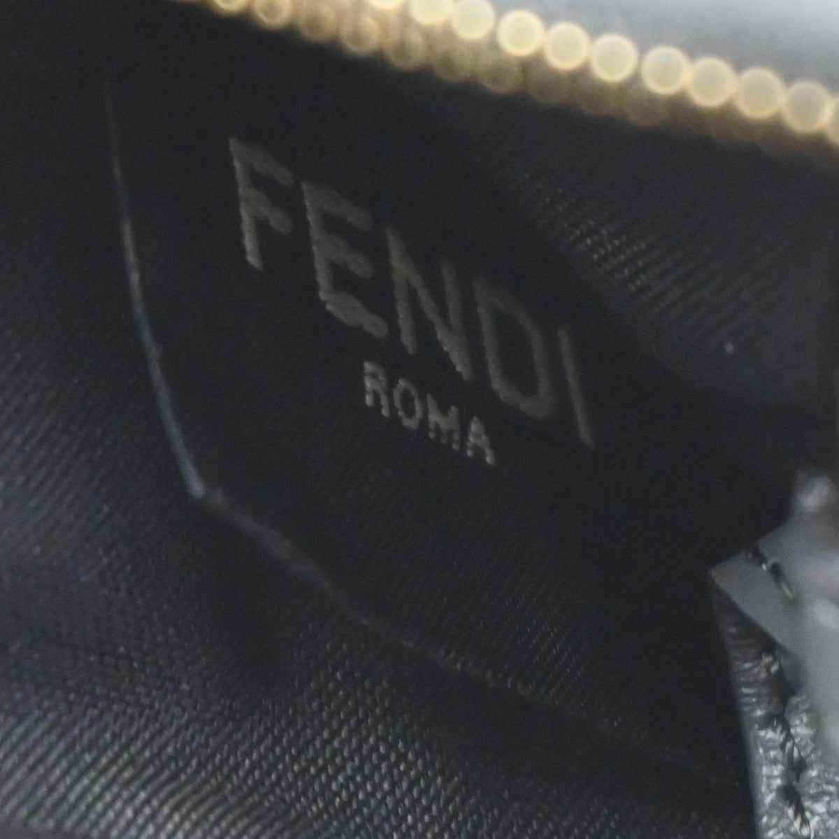 FENDI O' Lock Fragment Case Coin Wallet Purse Leather Grey Gold Italy 30KP201