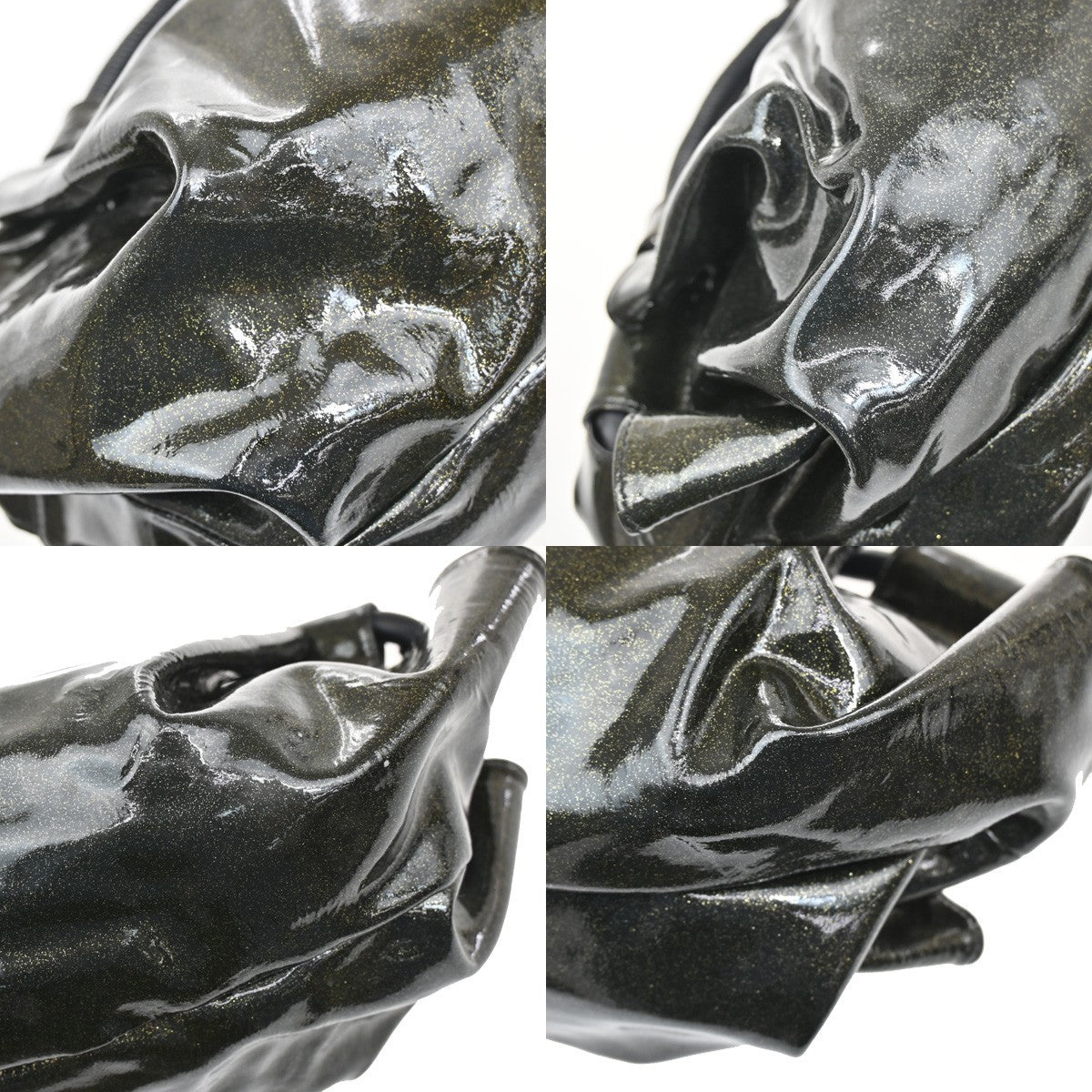 LOEWE Anagram Glitter Nappa Aire Hand Bag Patent Leather Black Spain 85RF796