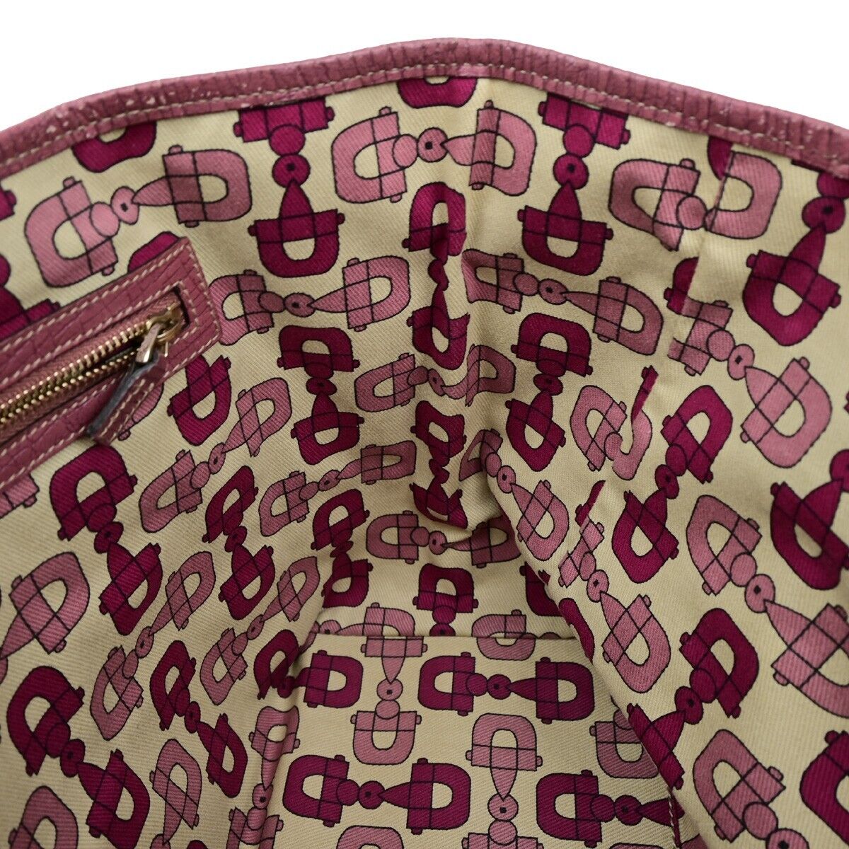 GUCCI Logo GG Pattern Shoulder Tote Bag Canvas Leather Brown Pink Italy 32FB390