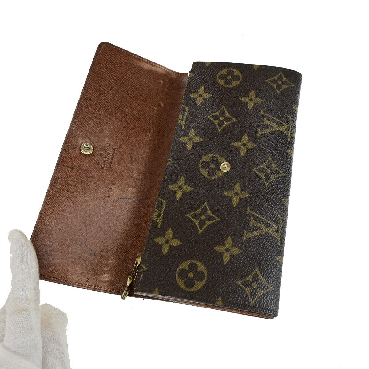 LOUIS VUITTON 3 Set Bifold Trifold Wallet Purse Monogram Leather Brown 60YG801