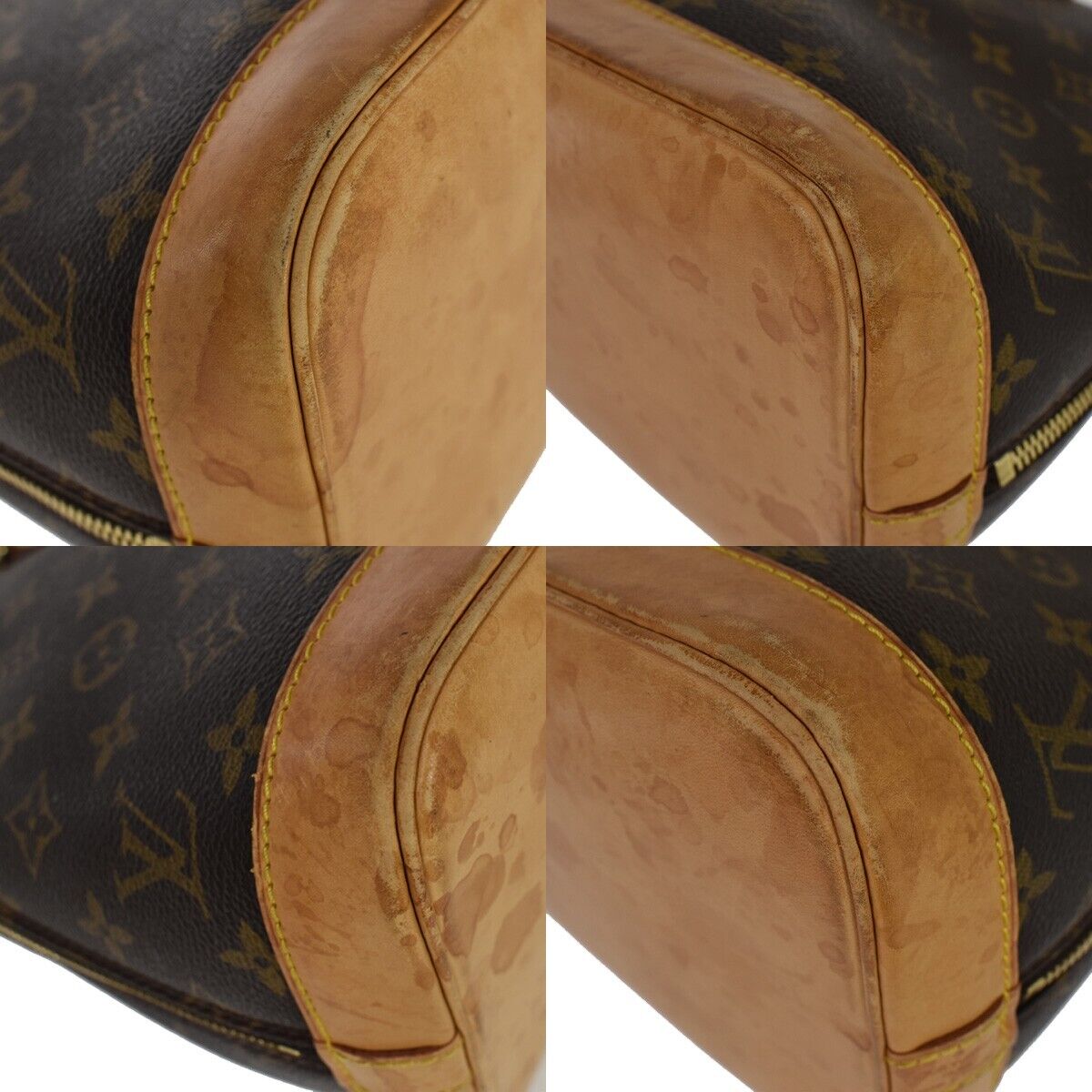 LOUIS VUITTON LV Logo Alma Hand Bag Monogram Leather Brown France M51130 83EA822