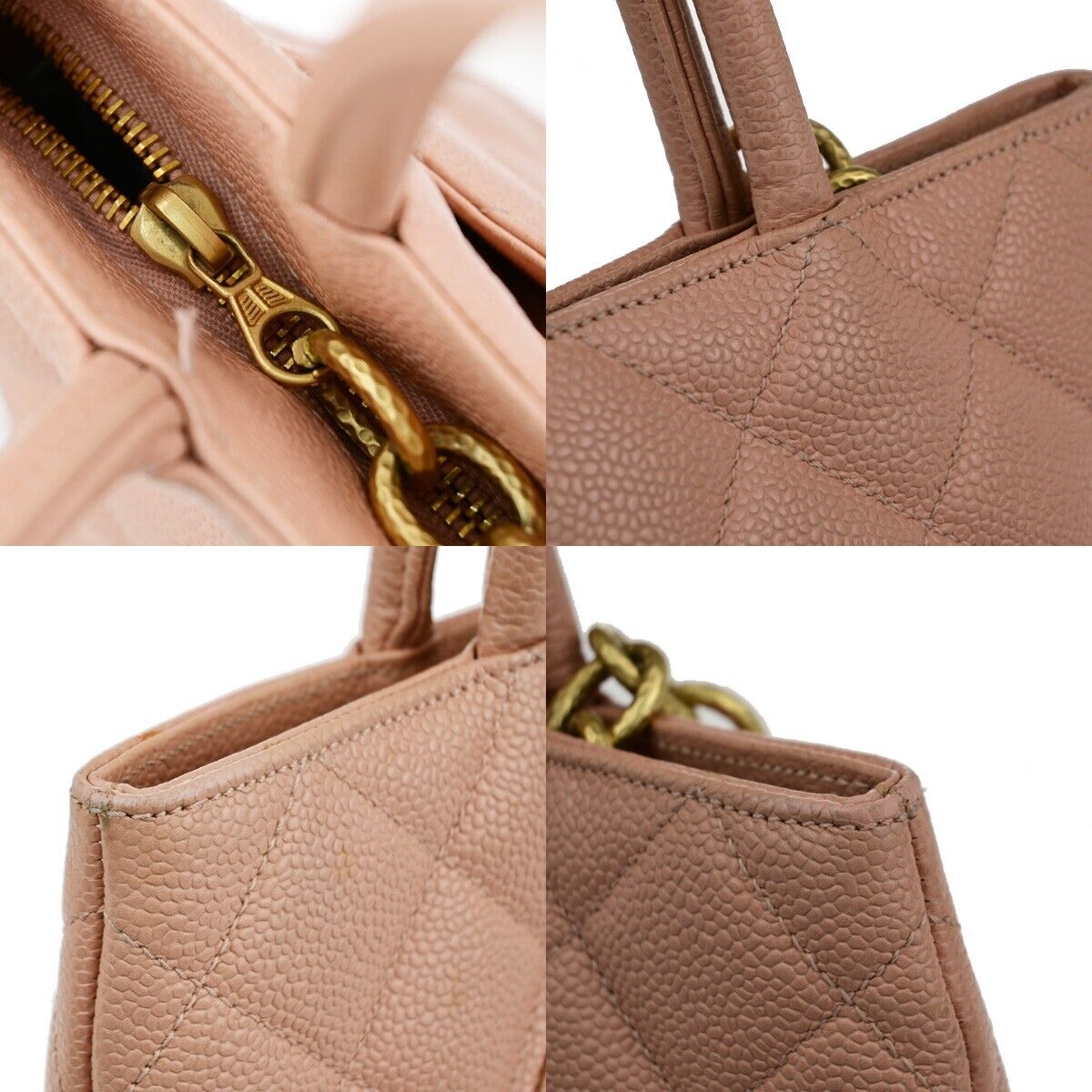 CHANEL CC Logo Medallion Shoulder Tote Bag Caviar Skin Leather PK GHW 691RJ822