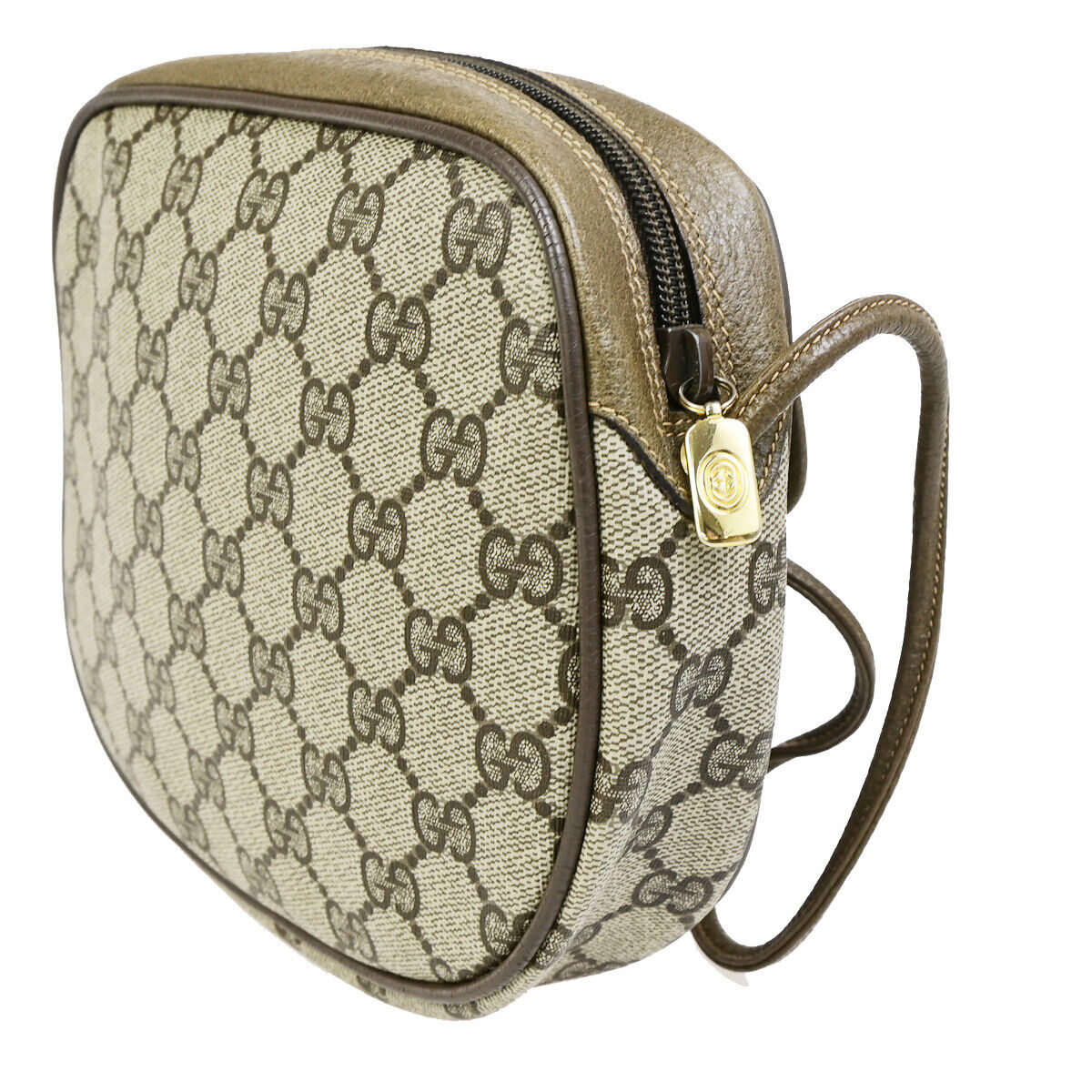GUCCI Logo GG Pattern Mini Shoulder Bag PVC Leather Brown Italy 63YG493