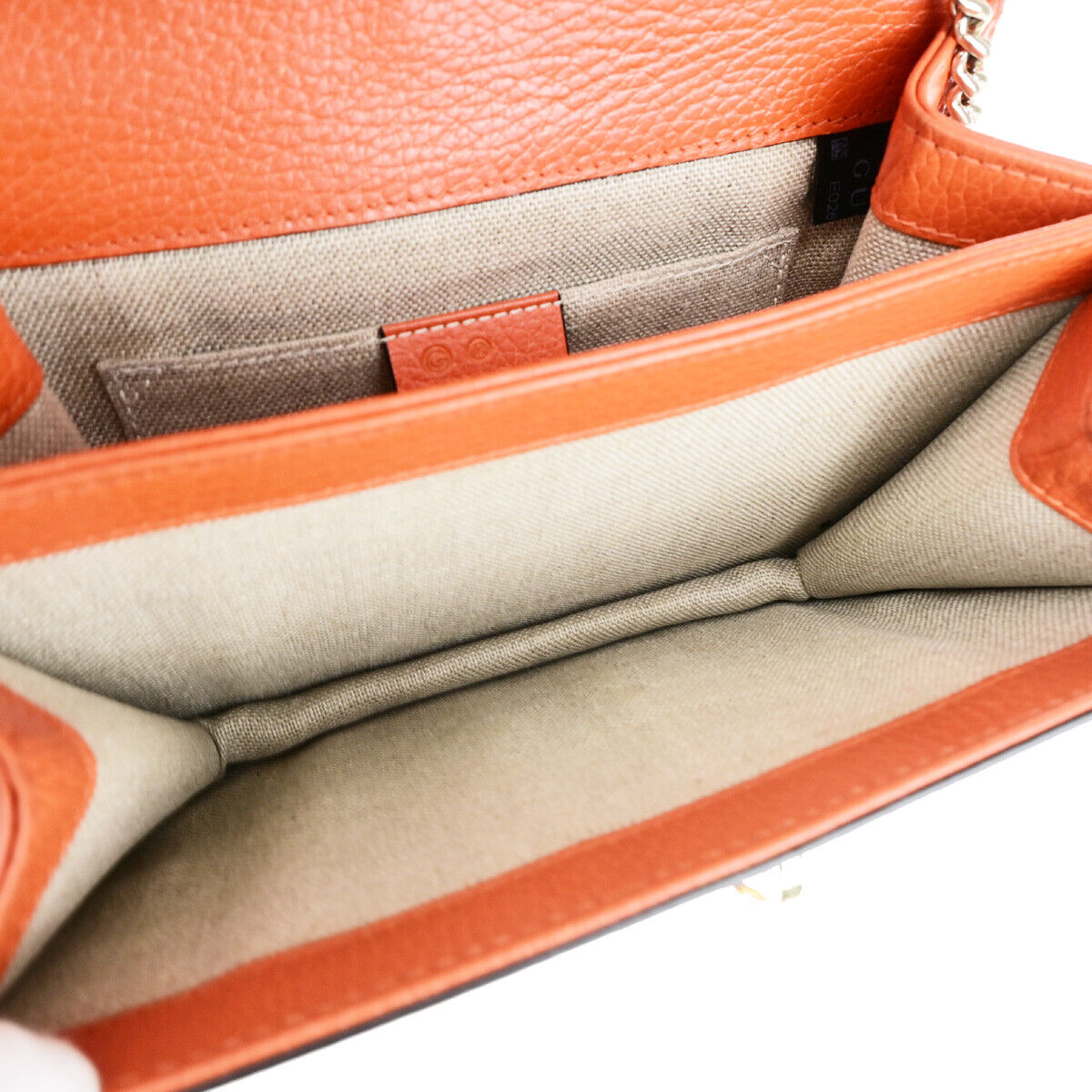 GUCCI Logo Interlocking G Chain Mini Shoulder Bag Leather Orange GHW 58YG618