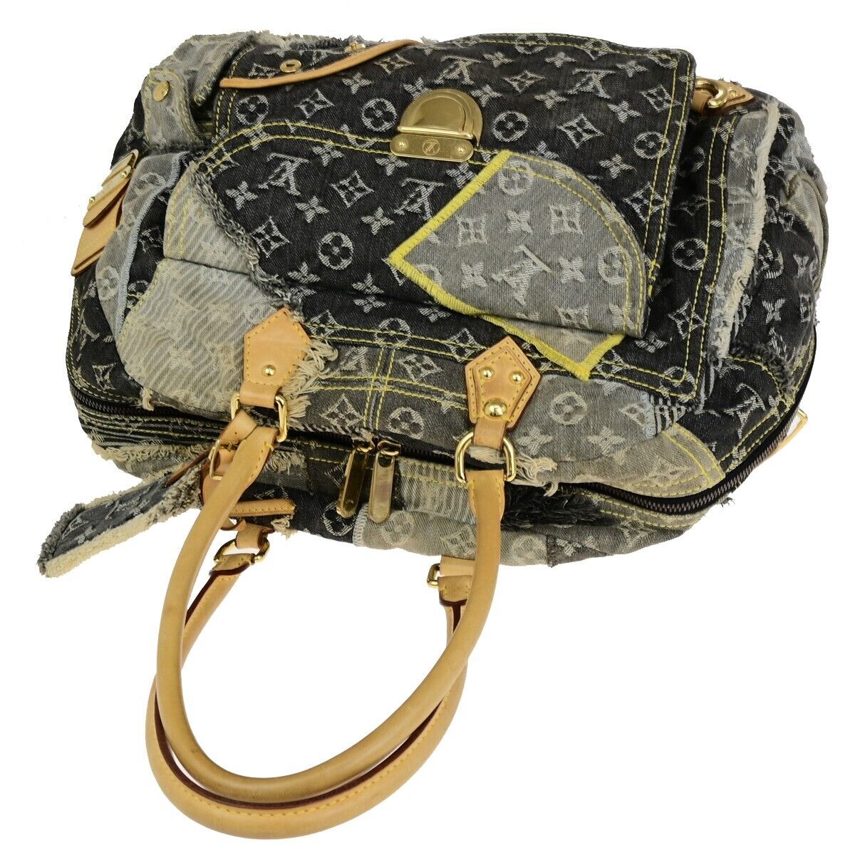 LOUIS VUITTON Bowie Hand Bag Monogram Denim Patchwork Leather GY M95377 621ED351