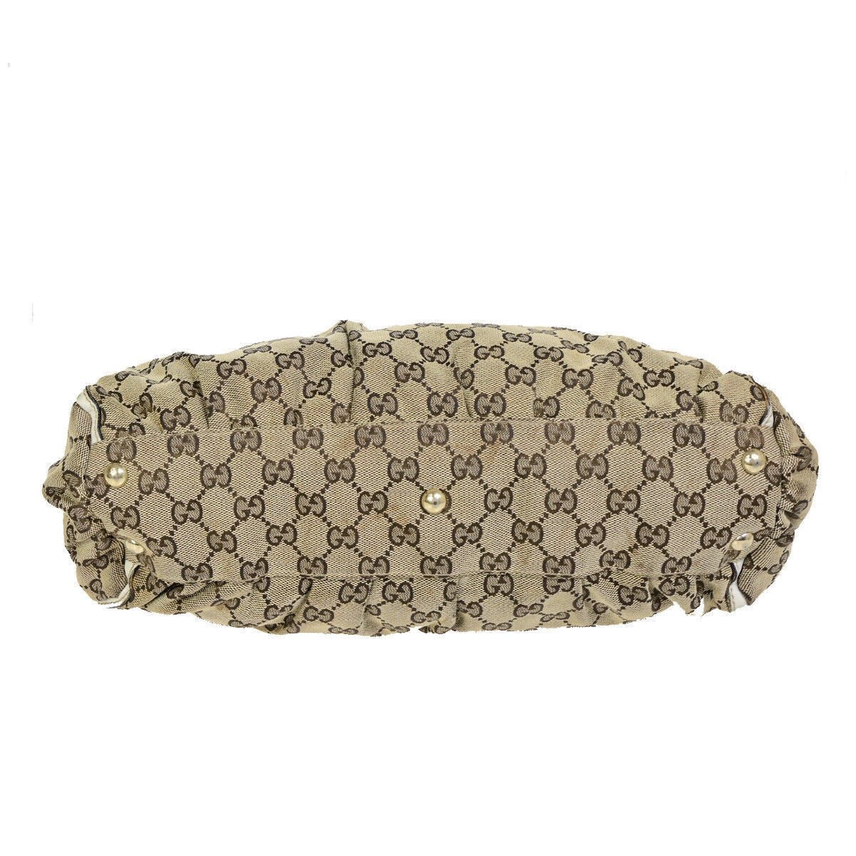 GUCCI Logo Abbey GG Pattern Shoulder Bag Canvas Leather Brown White GHW 66YG263