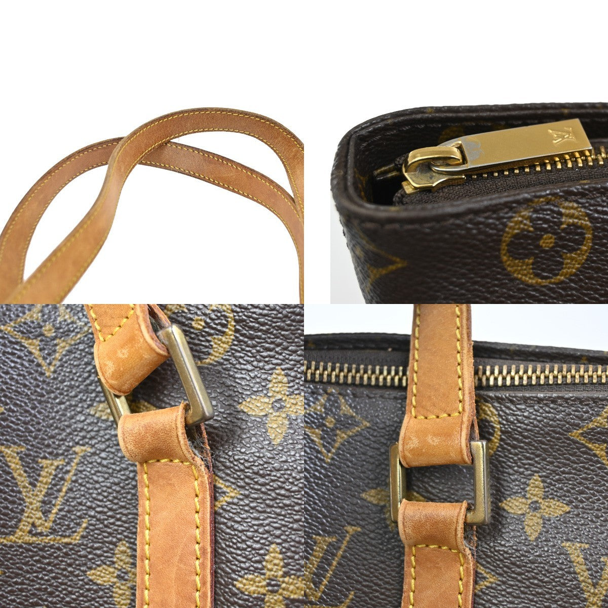 LOUIS VUITTON Cabas Mezzo Shoulder Bag Monogram Leather Brown M51151 73ZA298