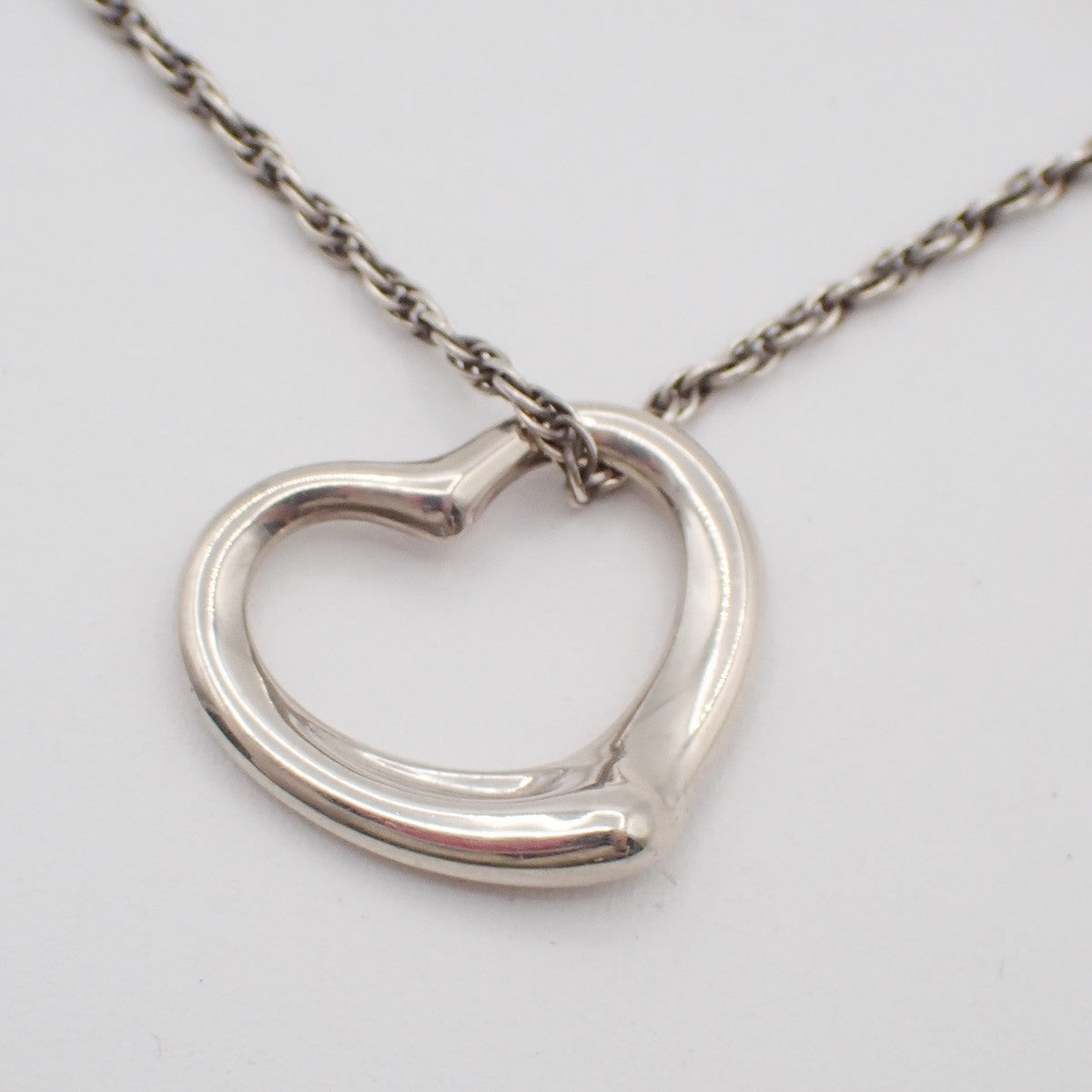 TIFFANY & CO. Open Heart 22mm Chain Necklace Ag 925 Elsa Peretti Silver 02KB788