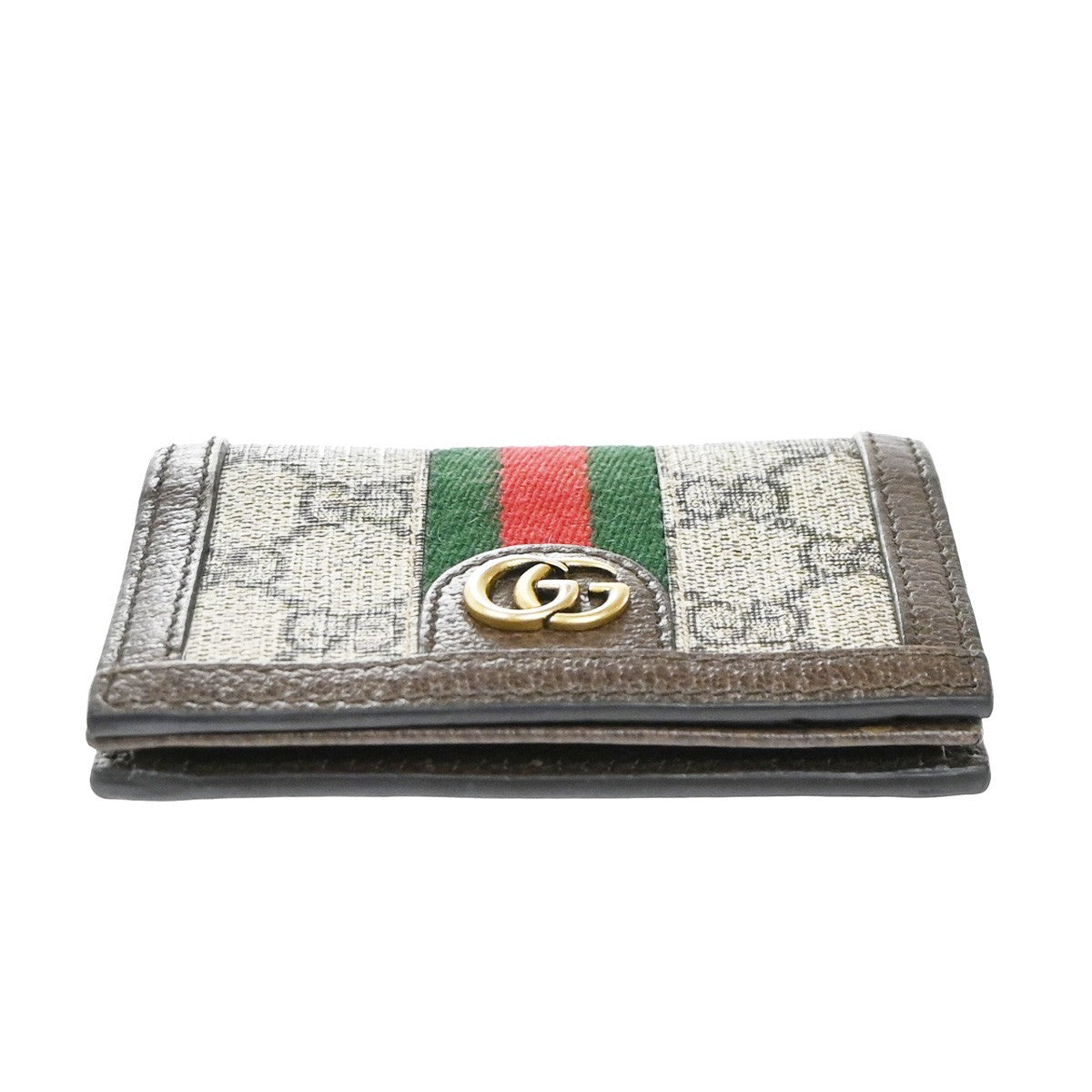 GUCCI Logo GG Pattern Sherry Compact Wallet Supreme Leather Brown 69EG386