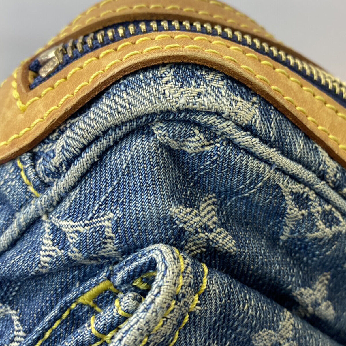 LOUIS VUITTON Waist Bum Bag Monogram Denim Leather Blue GHW M95347 388RK734