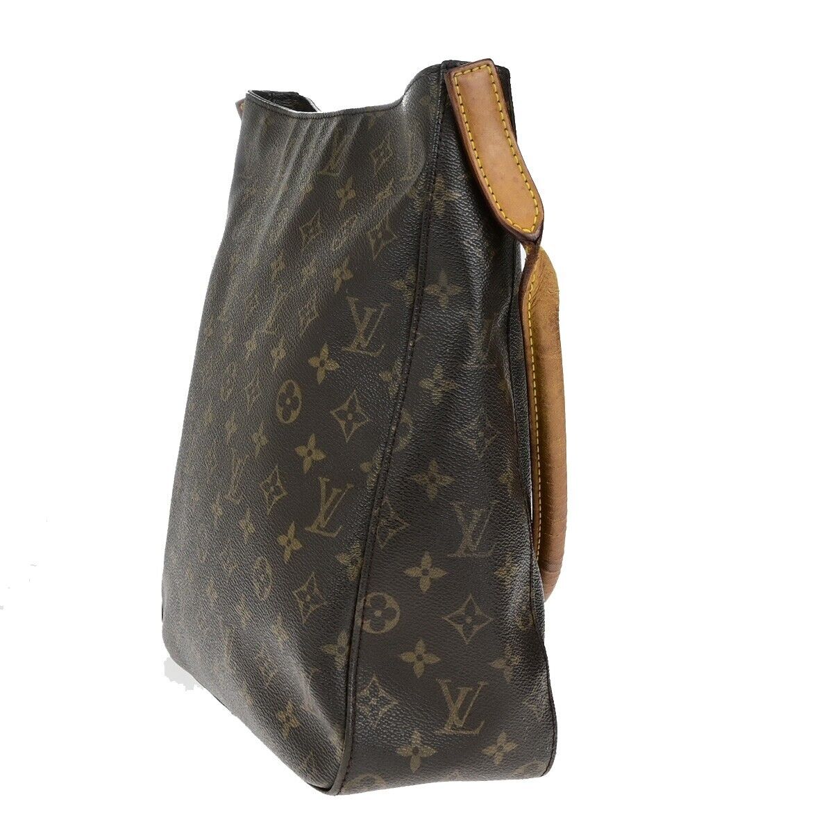 LOUIS VUITTON Logo Looping GM Shoulder Bag Monogram Leather Brown M51145 31ED250