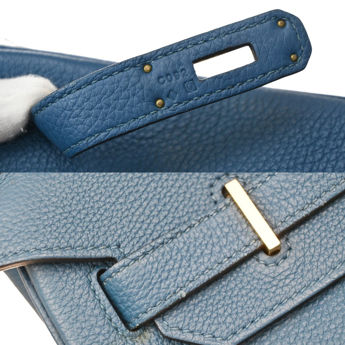 HERMES Birkin 35 Hand Bag Togo Leather Square Q Blue de Galice GHW 6600LC640