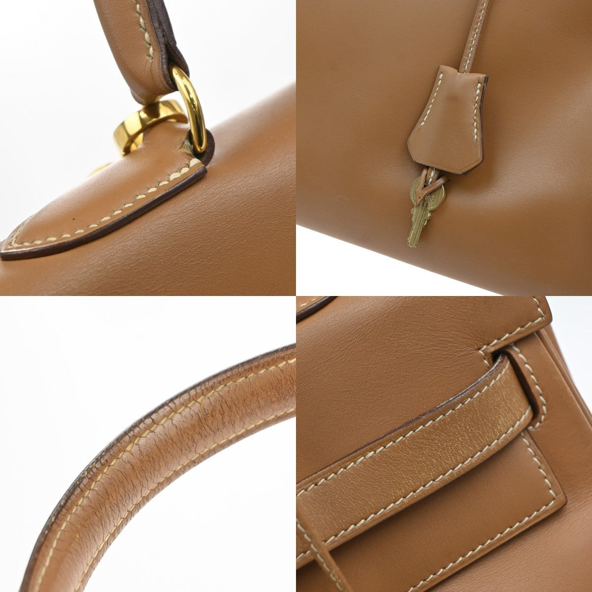 HERMES Kelly 35 2Way Shoulder Hand Bag Chamonix Leather Brown Vintage 247RF960