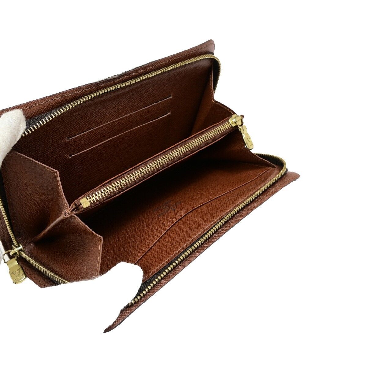 LOUIS VUITTON 3 Set Long Wallet Card Pass Case Monogram Leather Brown 69EB572