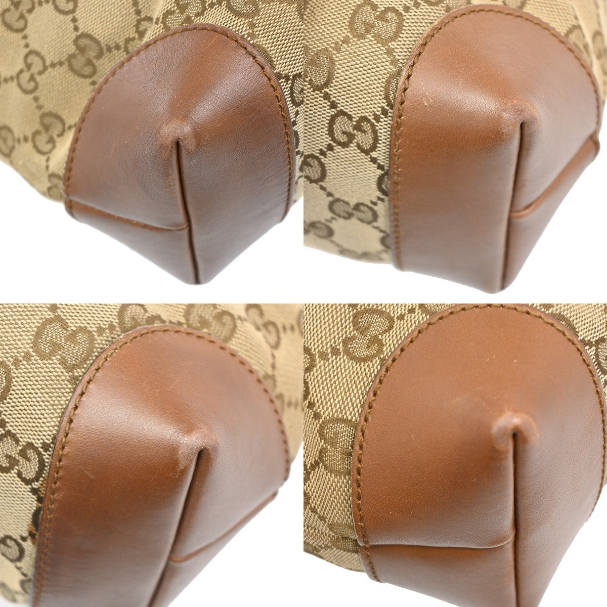 GUCCI Logo Sherry GG Pattern Shoulder Bag Canvas Leather Brown SHW Italy 65TA112