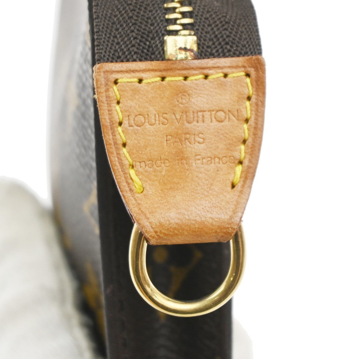 LOUIS VUITTON Logo BUCKET PM Pouch Bag Monogram Leather Brown France 05MA345