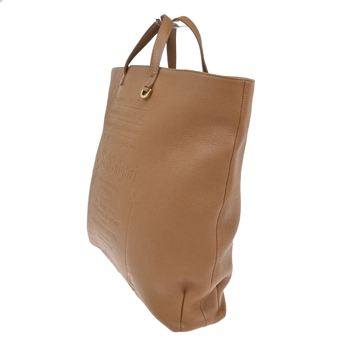 BVLGARI Logo S.Bulgari Large Tote Hand Bag Leather Brown Italy 30FB717