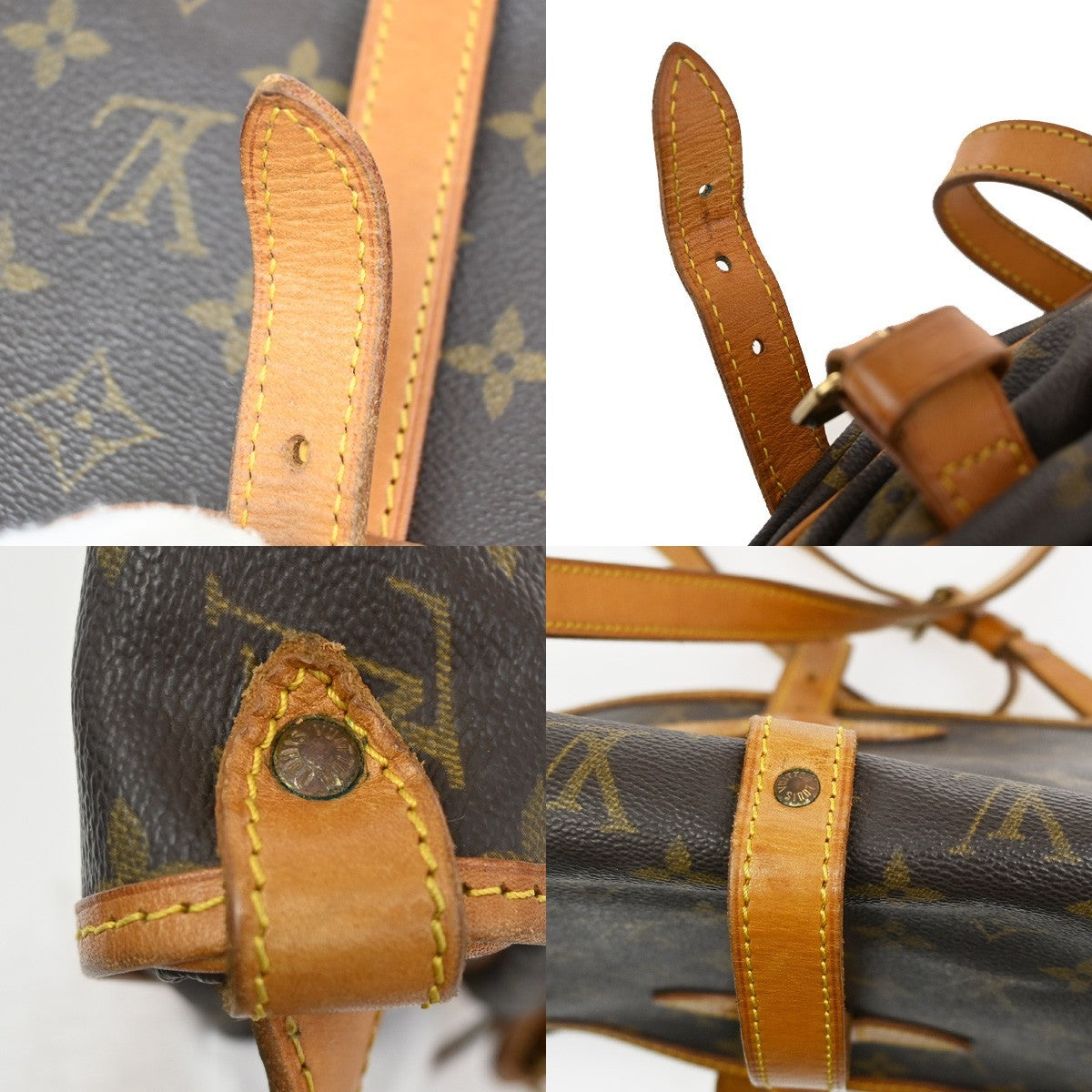 LOUIS VUITTON Logo Saumur 30 Shoulder Bag Monogram Leather Brown 73TA035