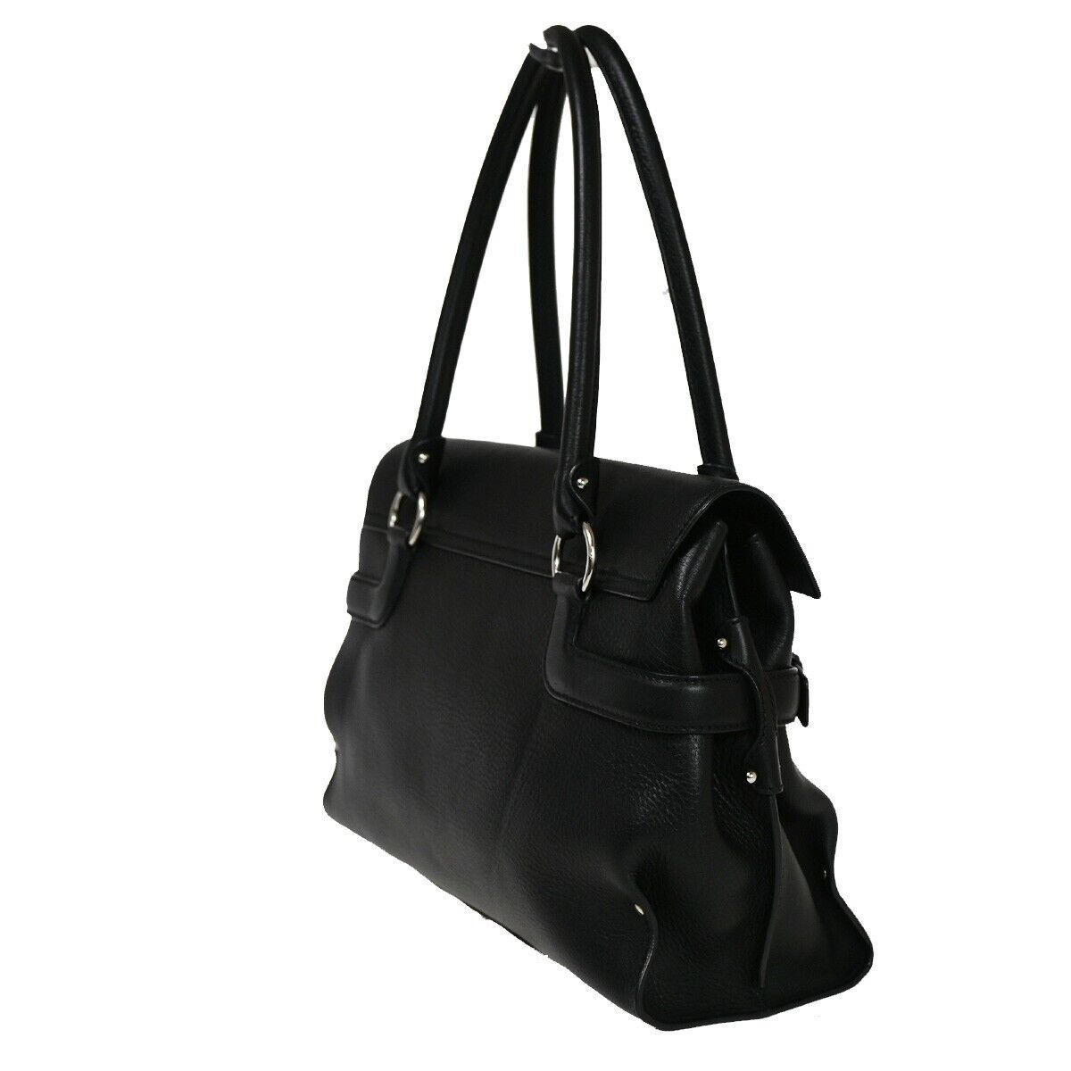 SALVATORE FERRAGAMO Logo Gancini Shoulder Bag Leather Black SHW Italy 31YD105