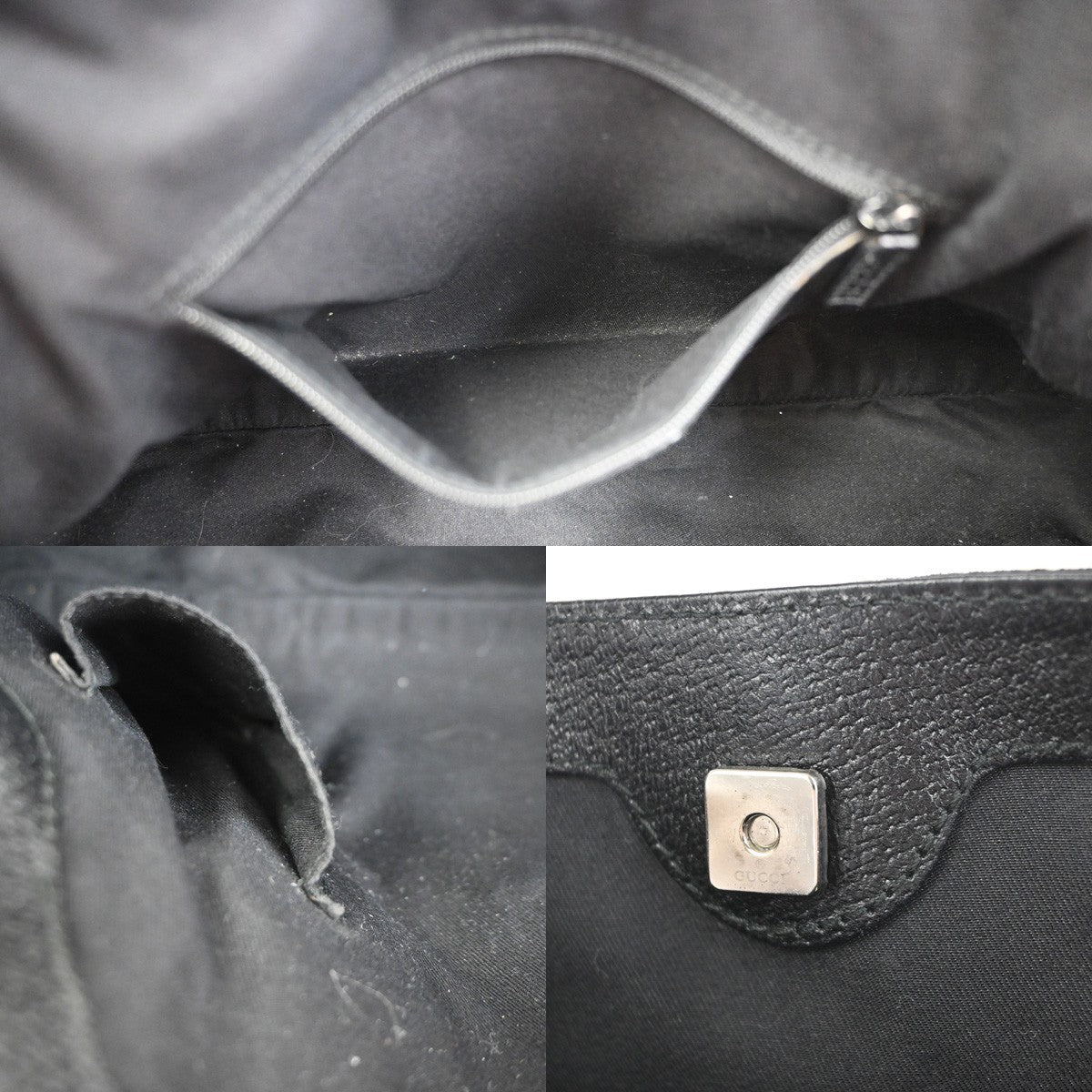 GUCCI GG Logo Eclipse Shoulder Hand Bag Black Canvas Leather GHW Italy 33ZA368