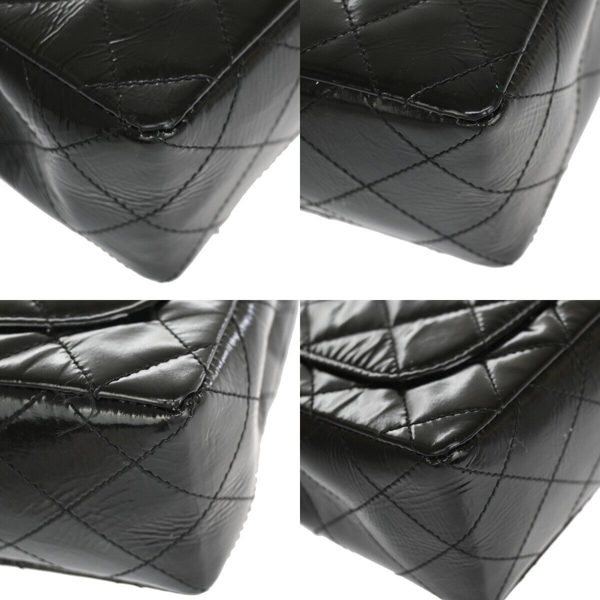 CHANEL CC Mini Matelasse Chain Shoulder Bag Patent Leather Black GHW 332RJ334