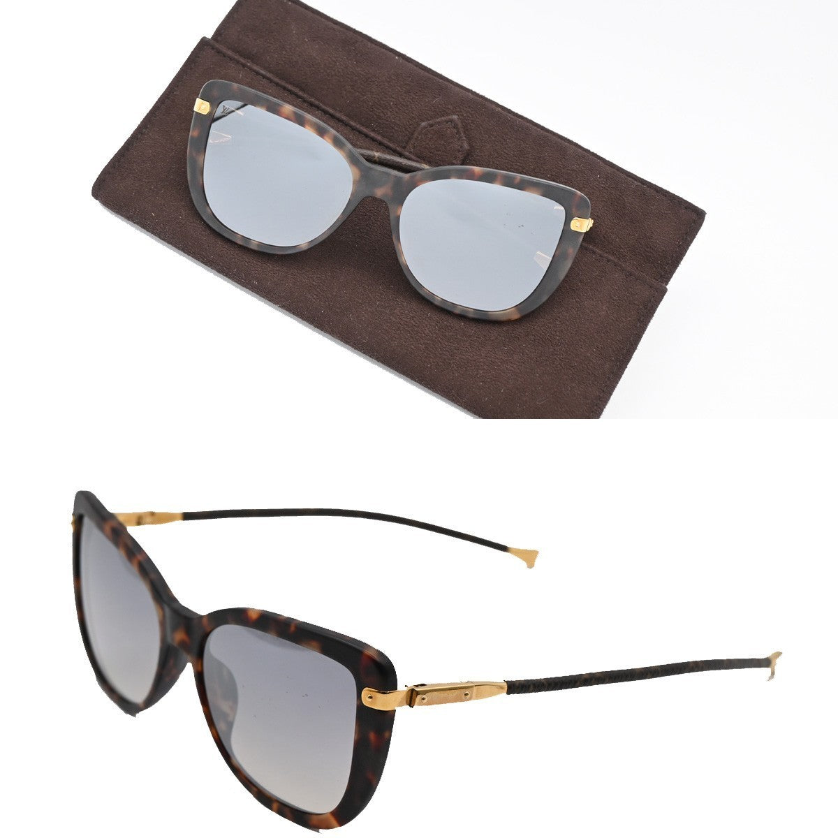 LOUIS VUITTON Charlotte SunGlasses Eye Wear Metal Plastic Gold BN Z0629E 37RL593